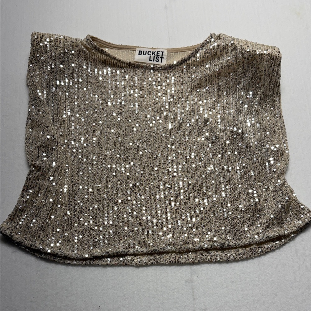 Bucketlist Sequin Crop Top - Champagne Gold Large